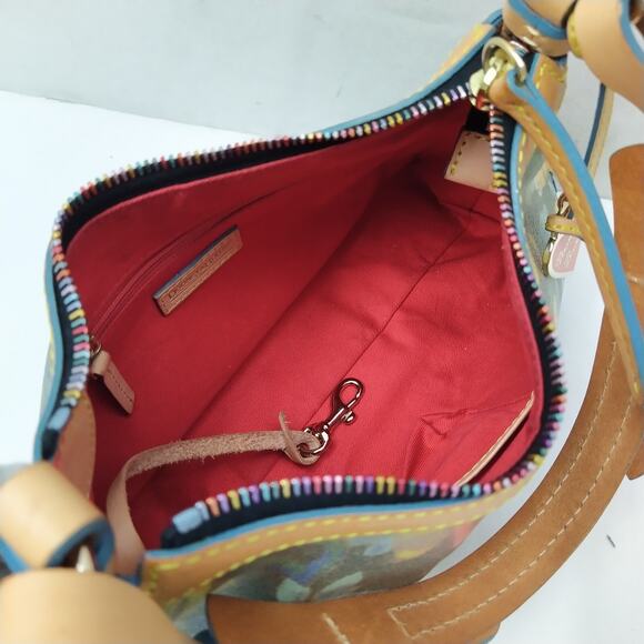 Dooney & Bourke Multicolor Bees Coated Canvas Leather Trim Hobo Shoulder Bag - Picture 10 of 16